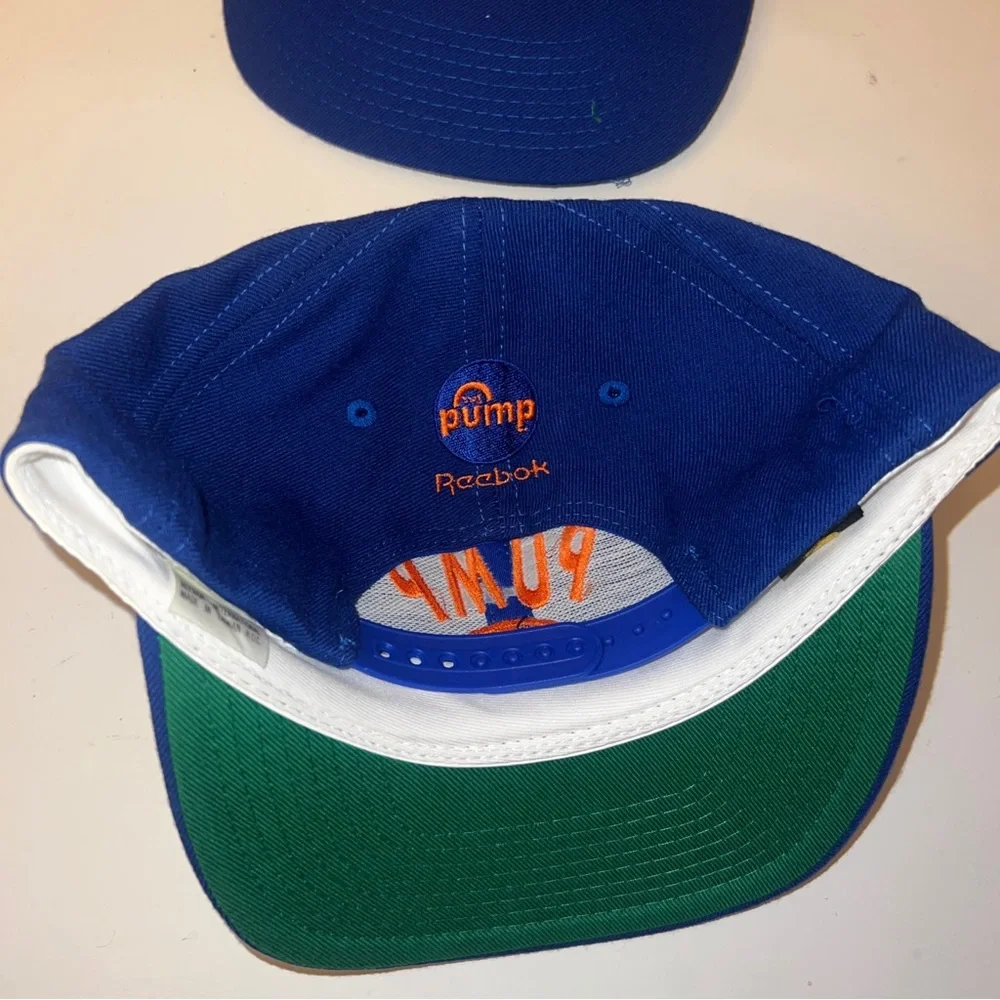 DS New Vintage Reebok PUMP IT UP Wool snapback Hat From The 90’s Blue Orange - Picture 2 of 5